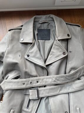 Blank NYC Light Gray Leather Moto Jacket
